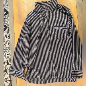 Victorias Secret The Afterhours Satin Pajama Top Blue Stripe medium